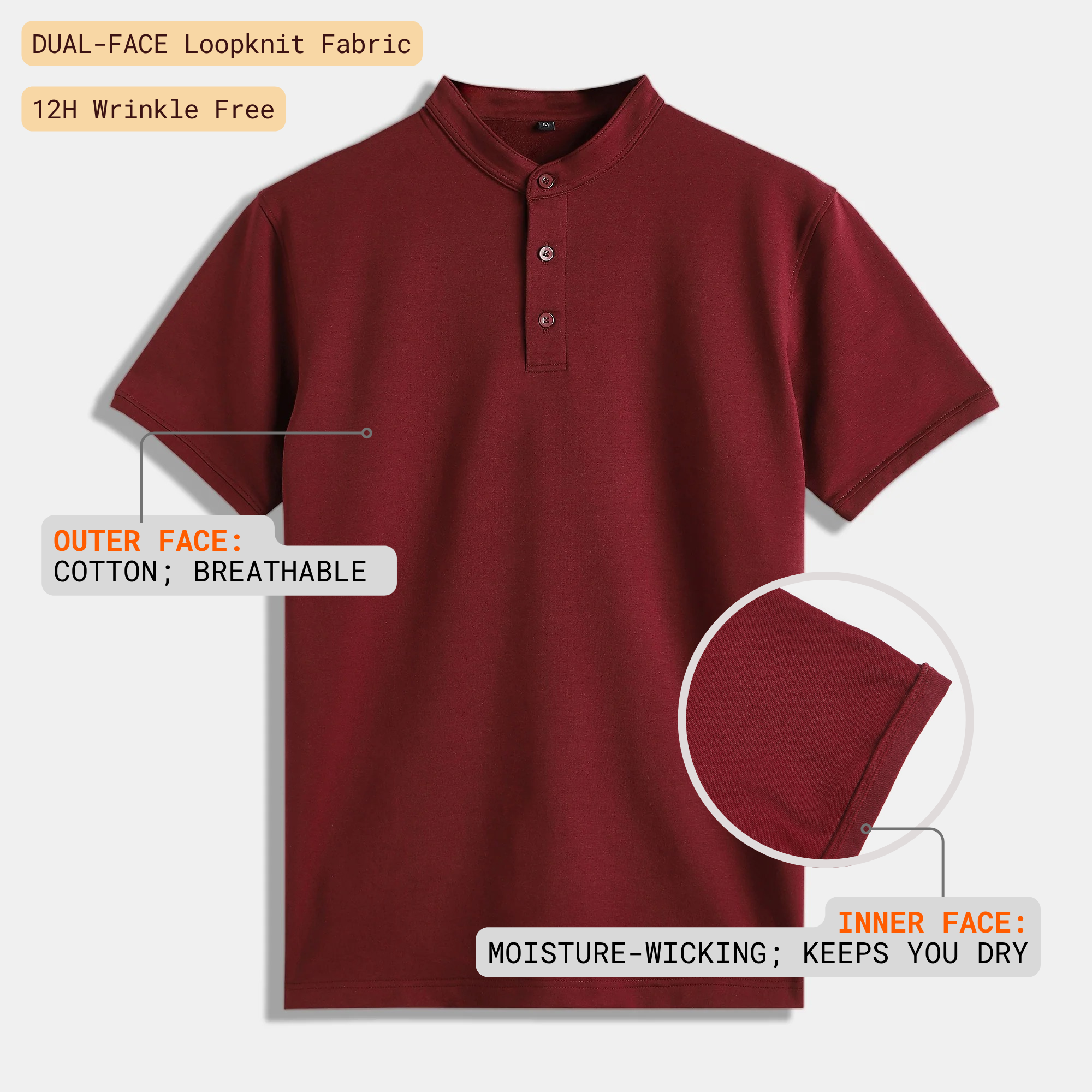 Burgundy Mandarin Polo