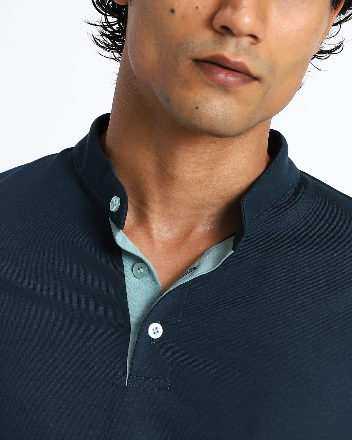 EverSharp Polo - No Ironing Needed - Airforce Mandarin Collar