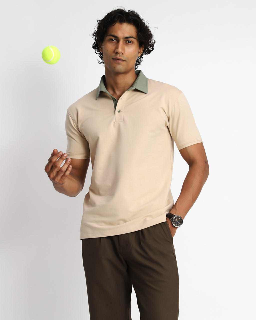 EverSharp Polo - No Ironing Needed - Beige - Nautica Shirt Collar