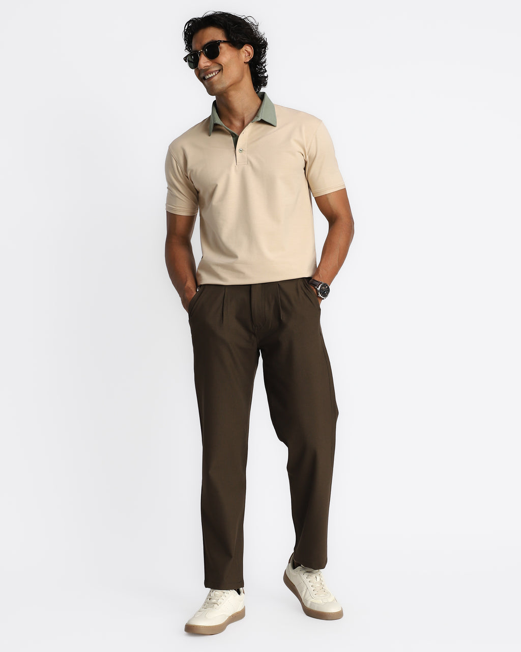 EverSharp Polo - No Ironing Needed - Beige - Nautica Shirt Collar