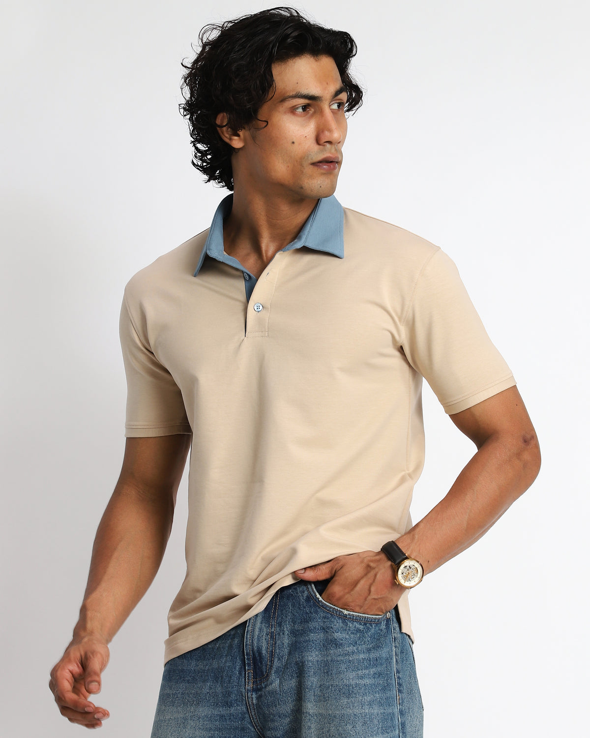 EverSharp Polo - No Ironing Needed - Beige - Sky Shirt Collar