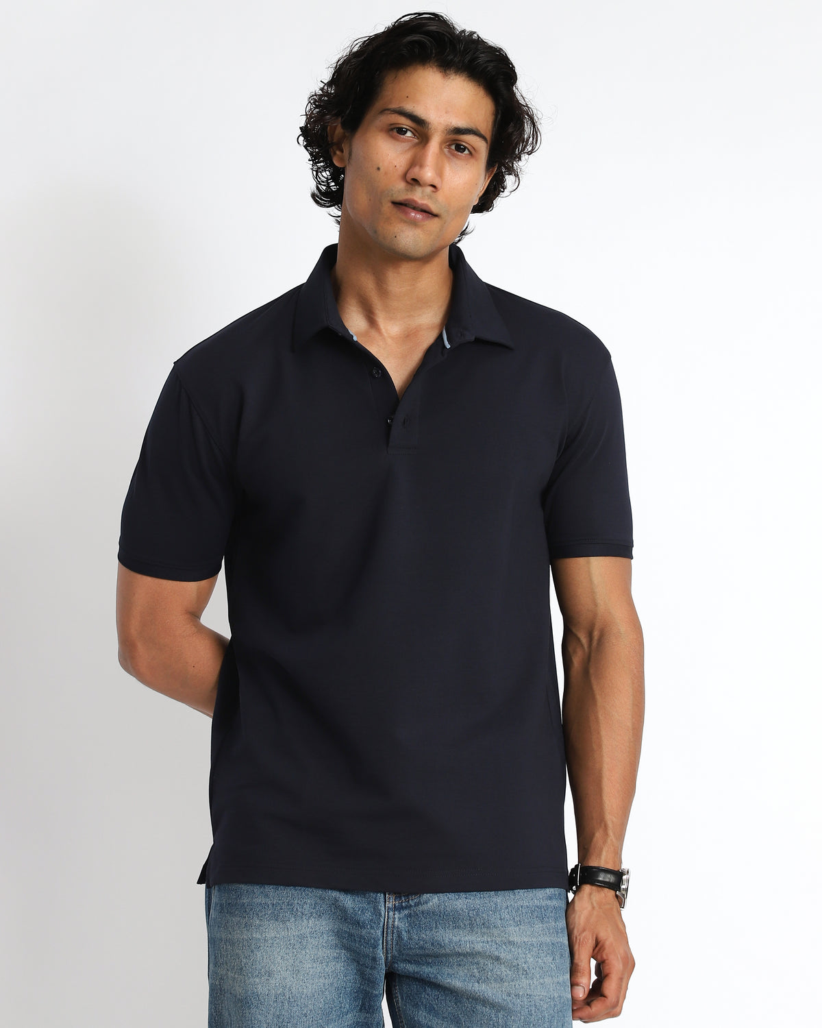 EverSharp Polo - No Ironing Needed - Navy Shirt-Collar