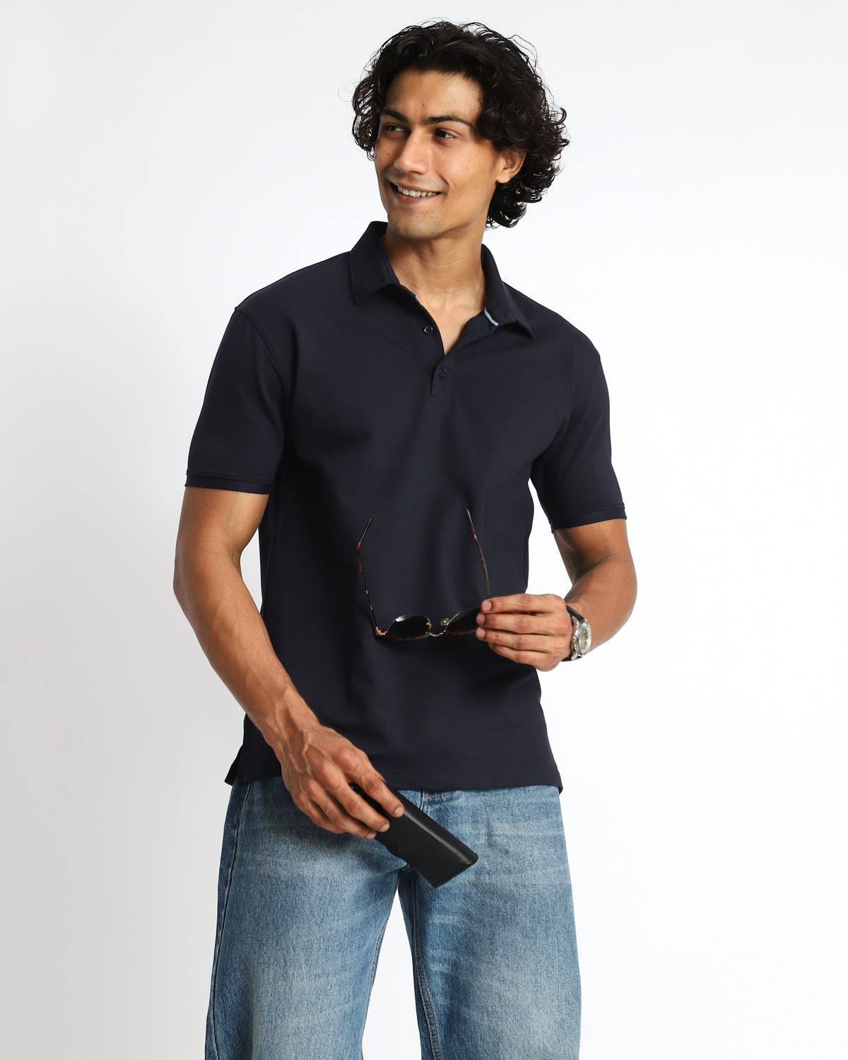 EverSharp Polo - No Ironing Needed - Navy Shirt-Collar