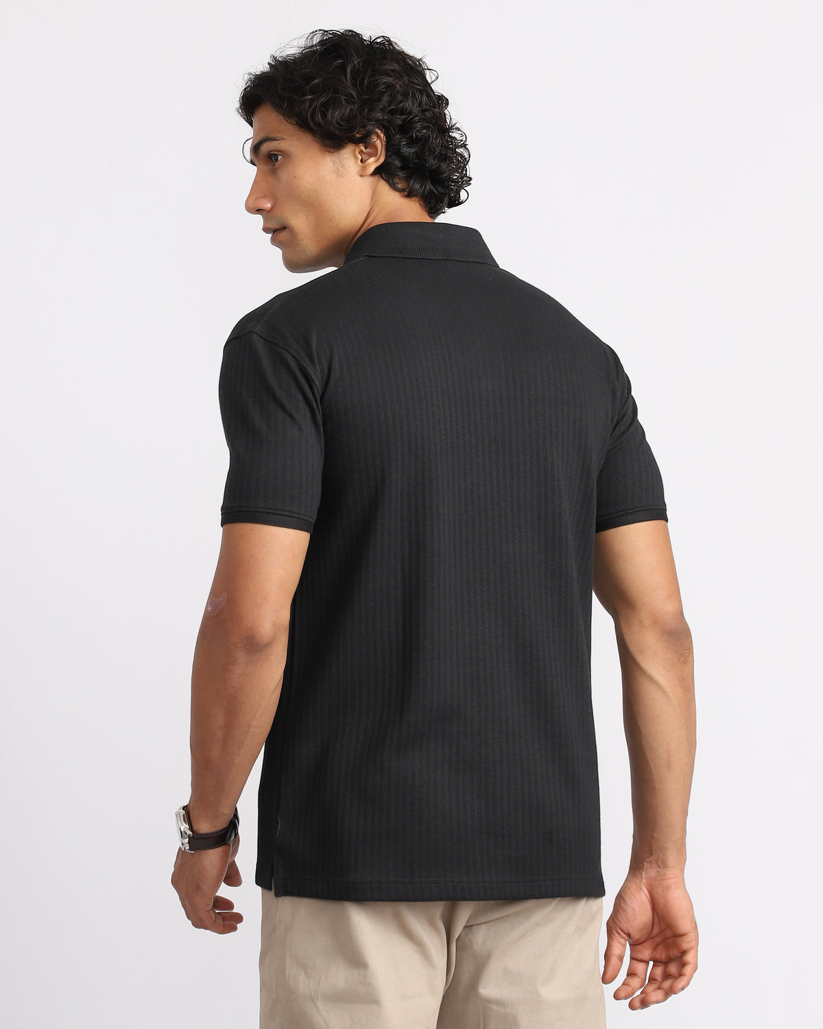 Aerotex Textured Polo - Black Shirt-Collar