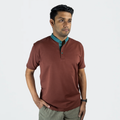 EverSharp Polo - No Ironing Needed - Mocha + Emerald Mandarin Collar