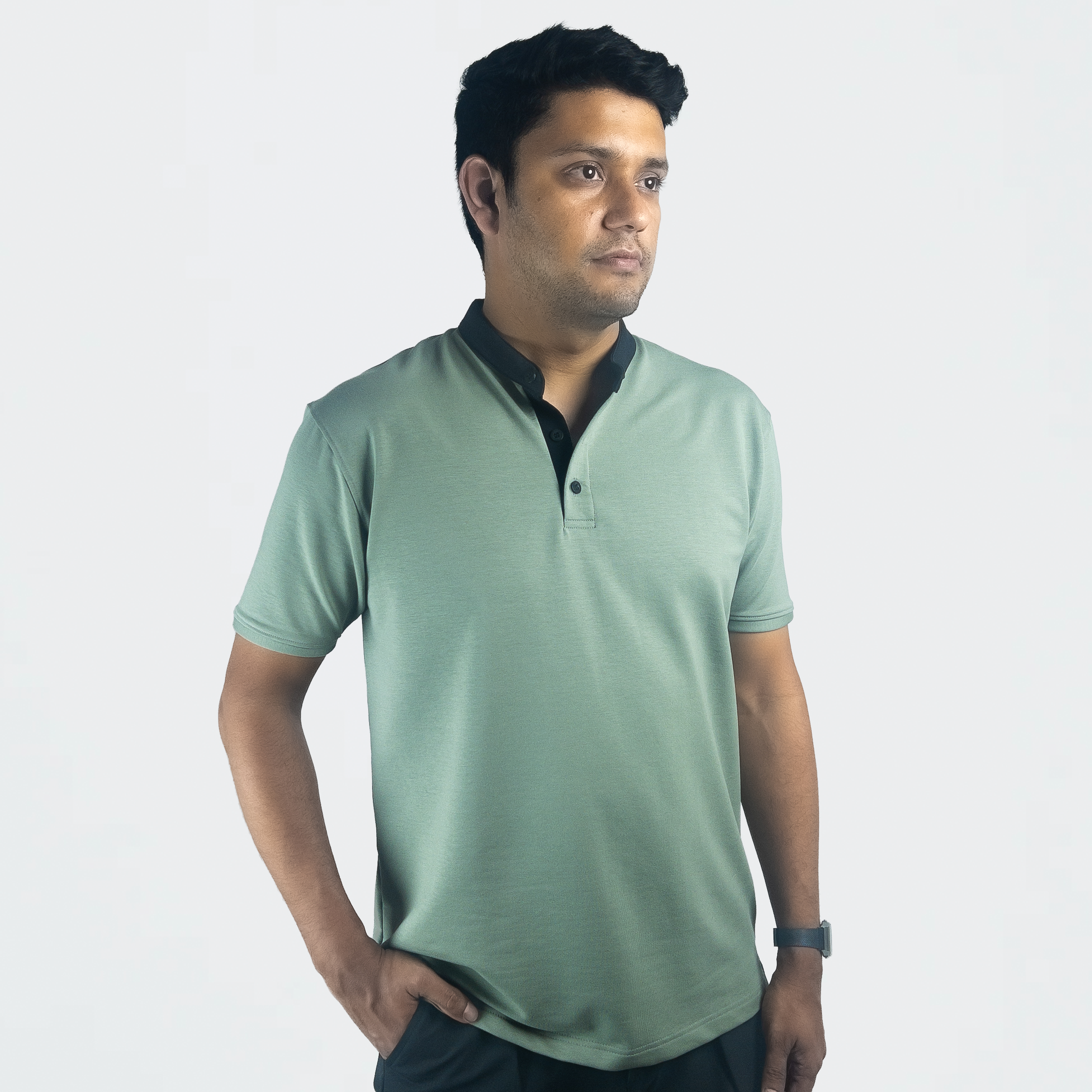 EverSharp Polo - No Ironing Needed - Nautica+Black Mandarin Collar