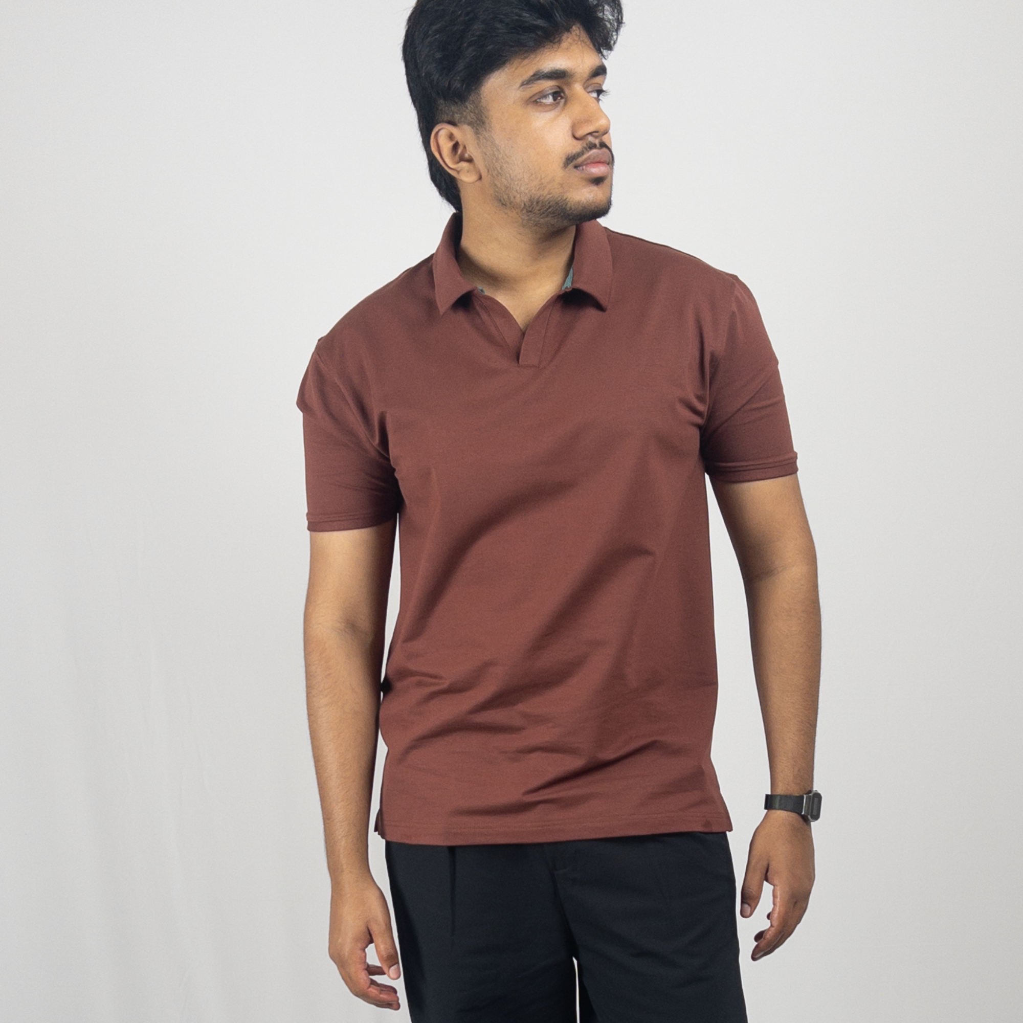 Mocha V-Neck Polo