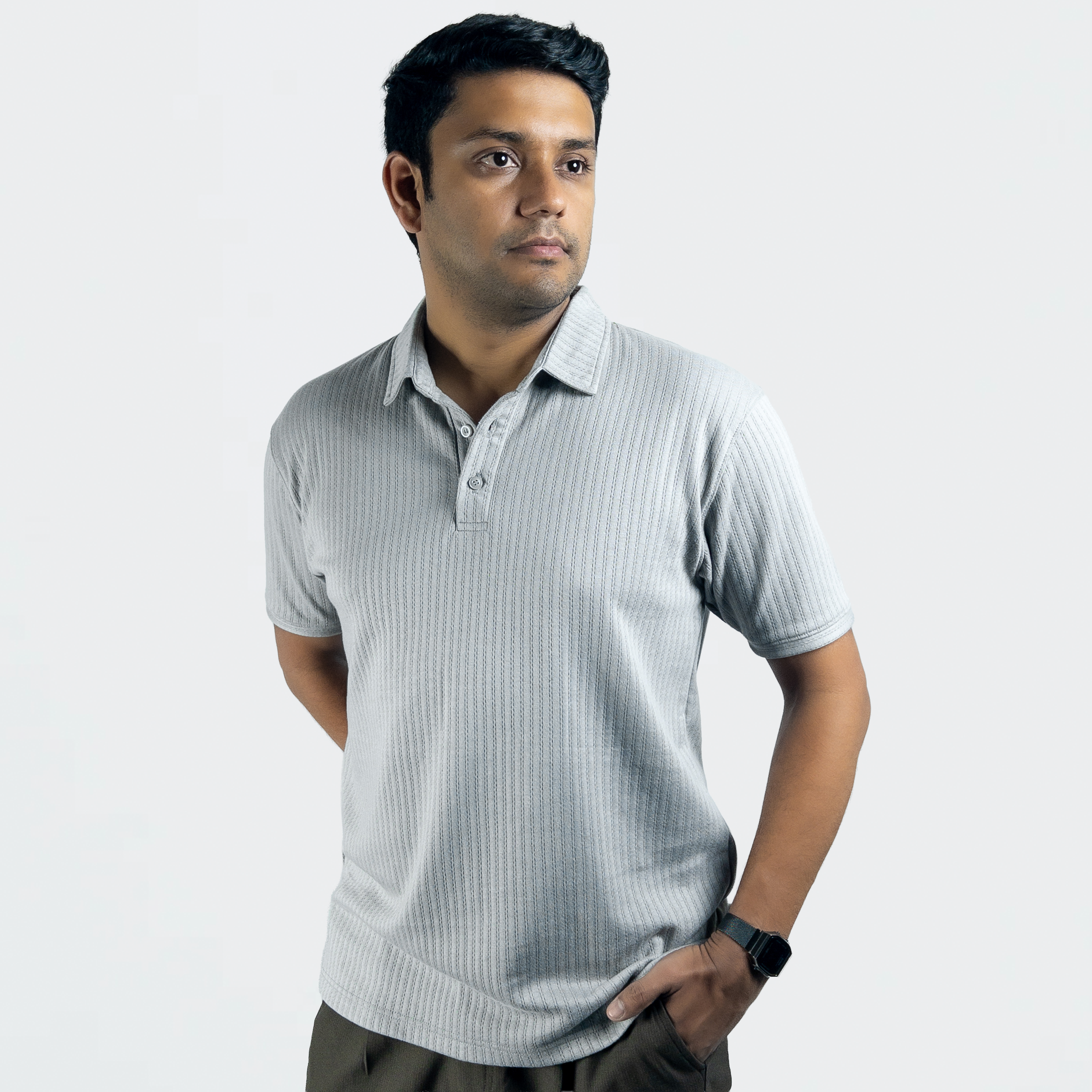 Aerotex Textured Polo - Concrete Shirt-Collar