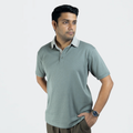 Aerotex Textured Polo - Moss + Concrete Shirt-Collar