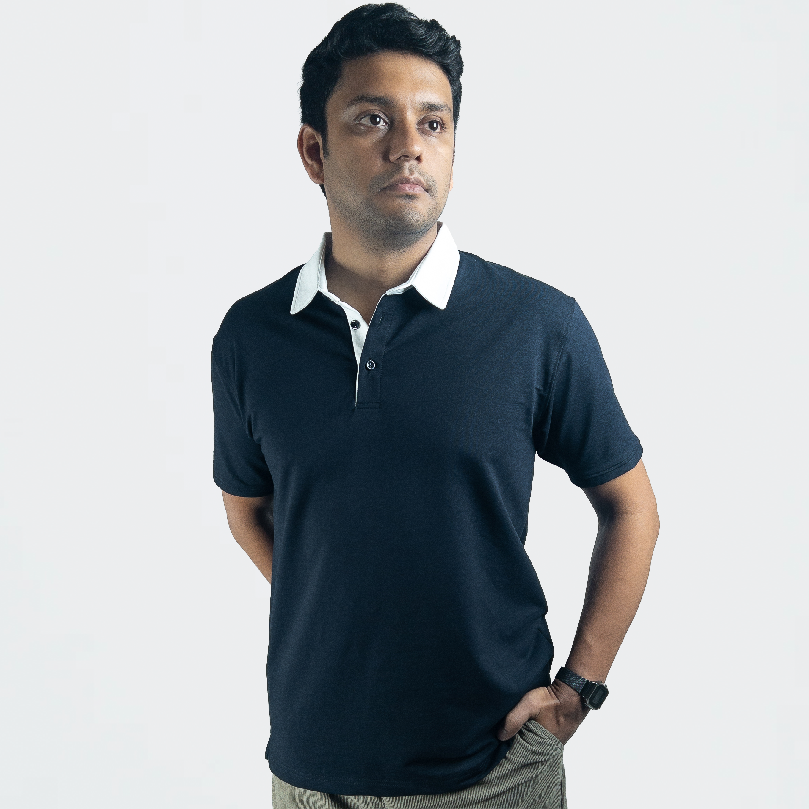 EverSharp Polo - No Ironing Needed - Navy + White Shirt-Collar