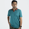 EverSharp Polo - No Ironing Needed - Emerald + Mocha V-Neck Collar