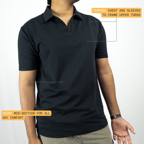Black V-Neck Polo