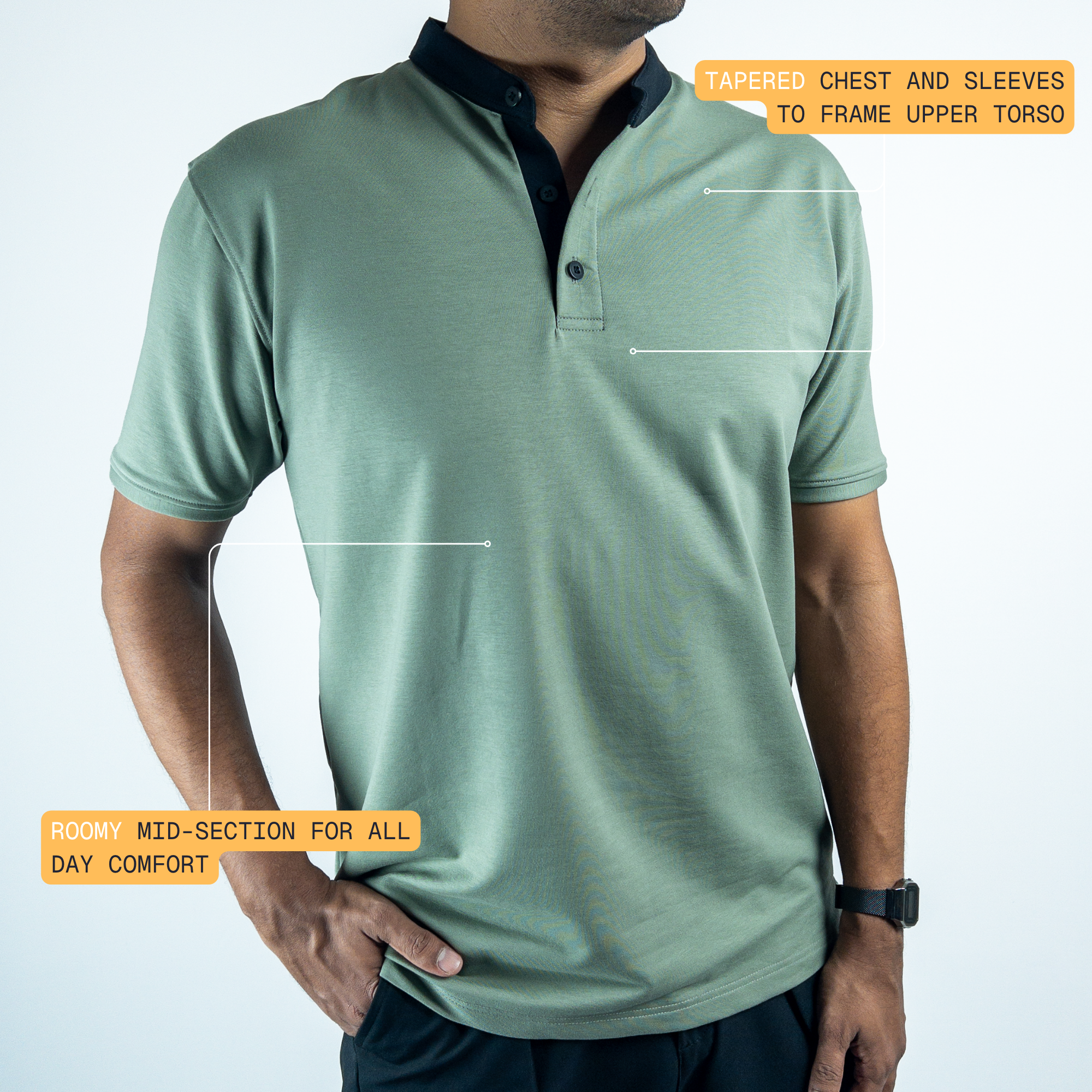 EverSharp Polo - No Ironing Needed - Nautica+Black Mandarin Collar