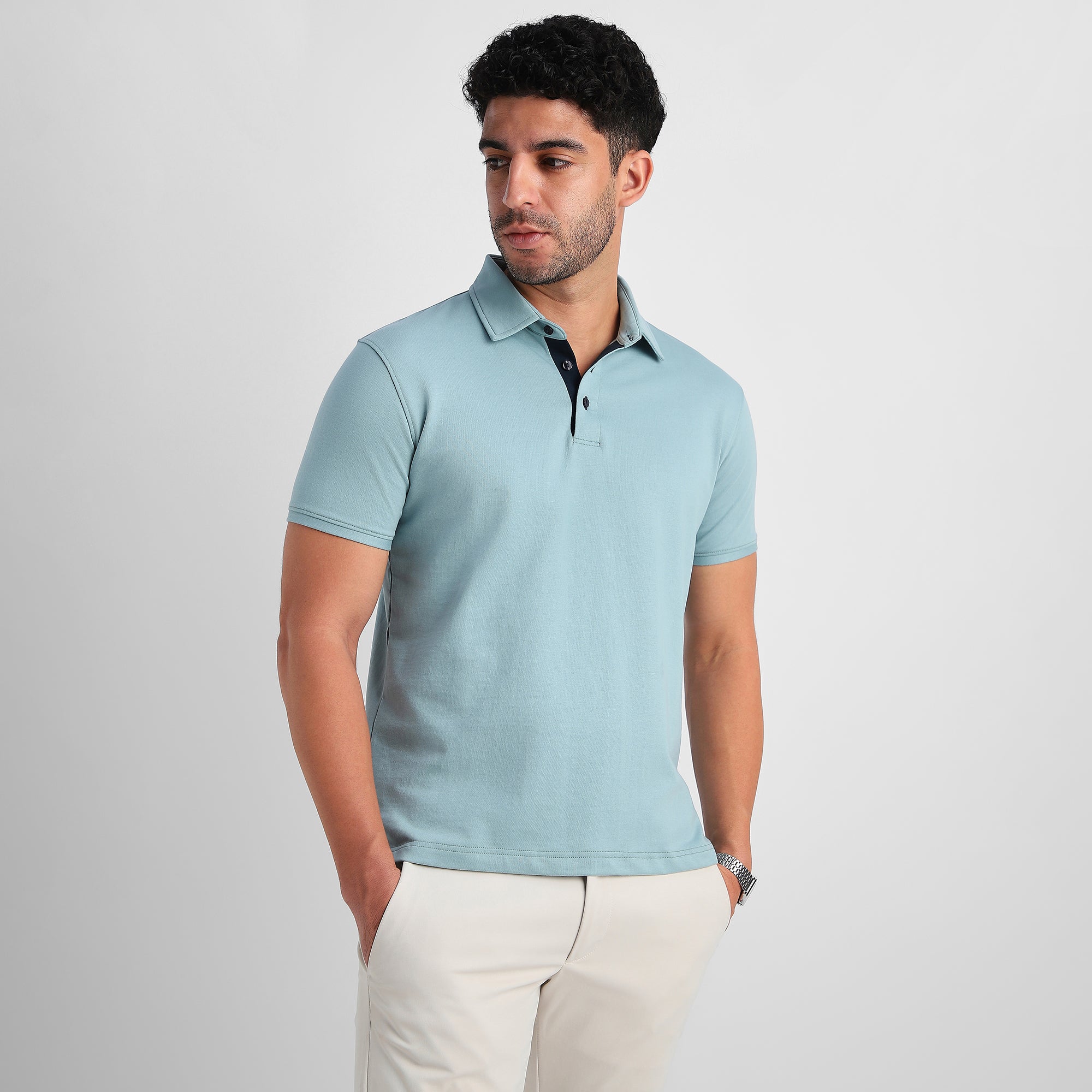 Sage Shirt-Collar Polo