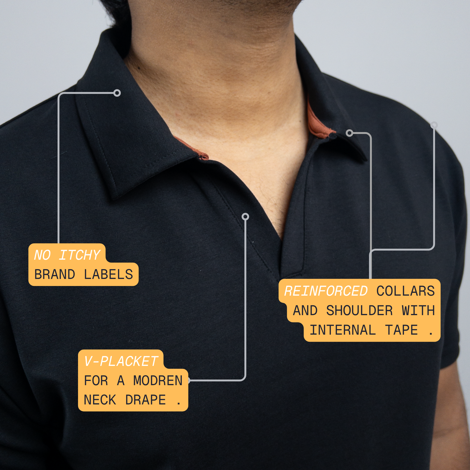 Black V-Neck Polo