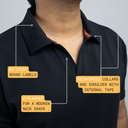 Black V-Neck Polo