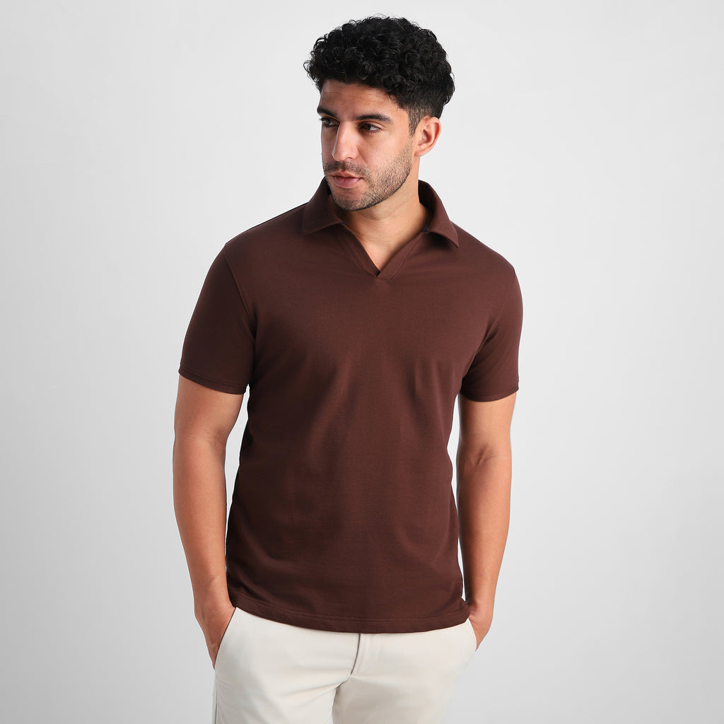 Coffee V-Neck Polo