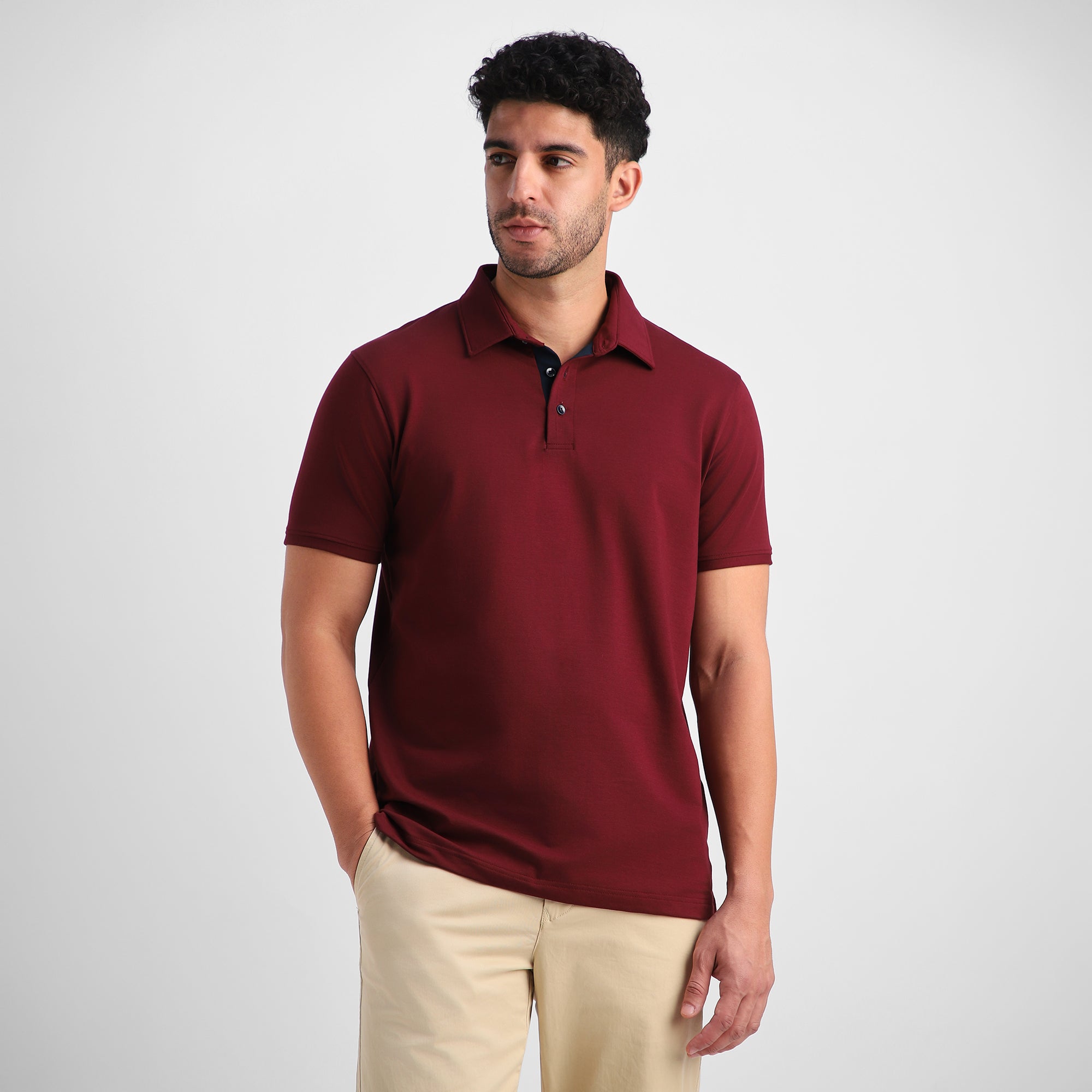 Burgundy Shirt-Collar Polo