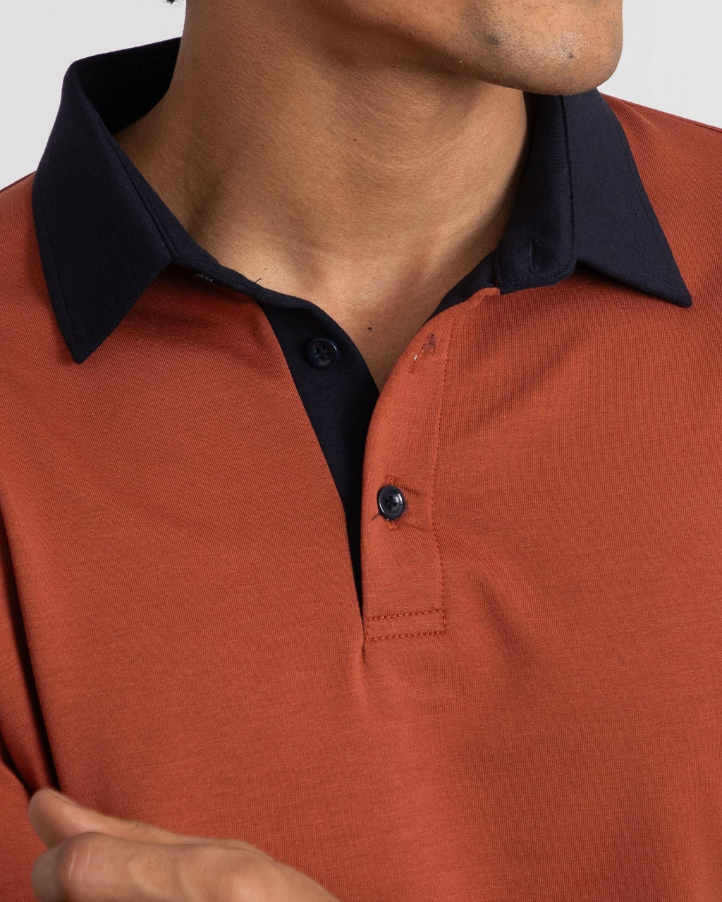 EverSharp Polo - No Ironing Needed - Rust + Navy - Shirt Collar