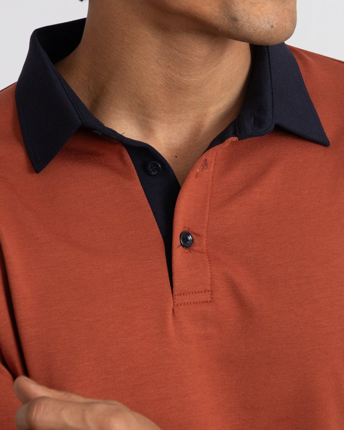 EverSharp Polo - No Ironing Needed - Rust + Navy - Shirt Collar