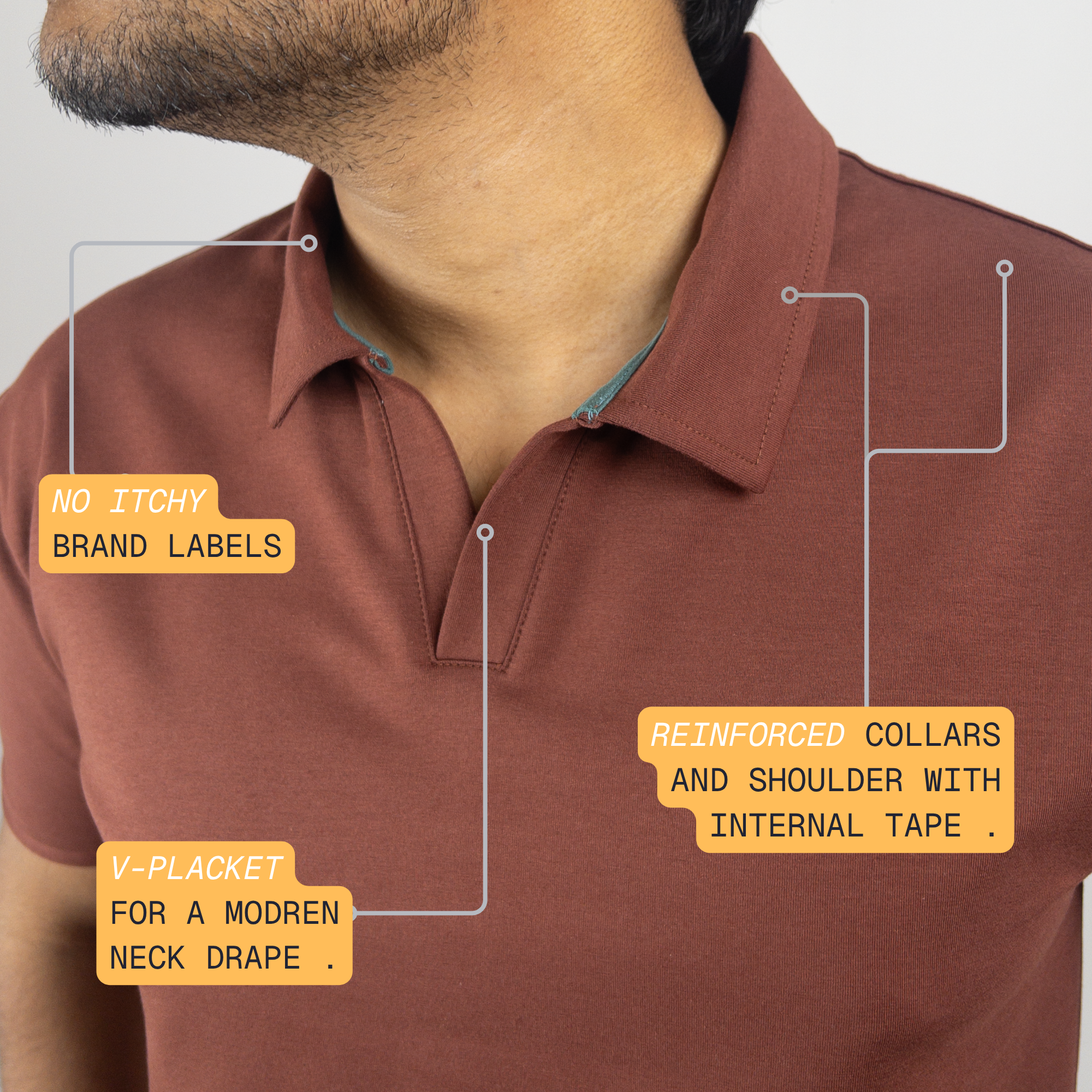 Mocha V-Neck Polo