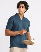 EverSharp Polo - No Ironing Needed - Airforce V-Neck Collar
