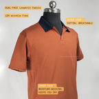 Dual Tone Rust-Navy V-Neck Polo