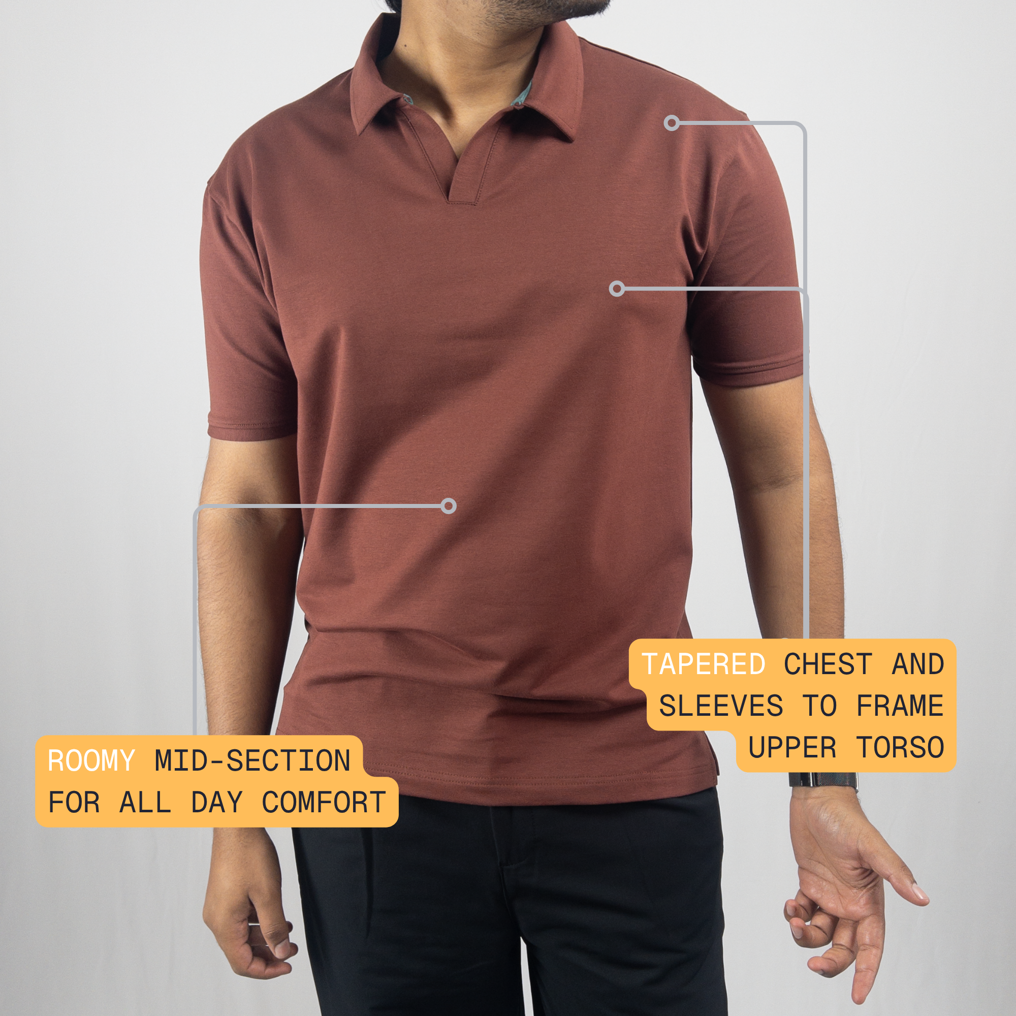 Mocha V-Neck Polo