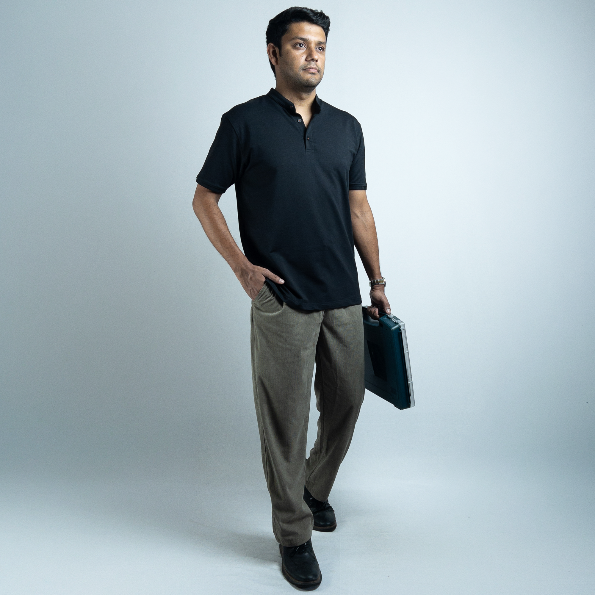 EverSharp Polo - No Ironing Needed - Black Mandarin Collar