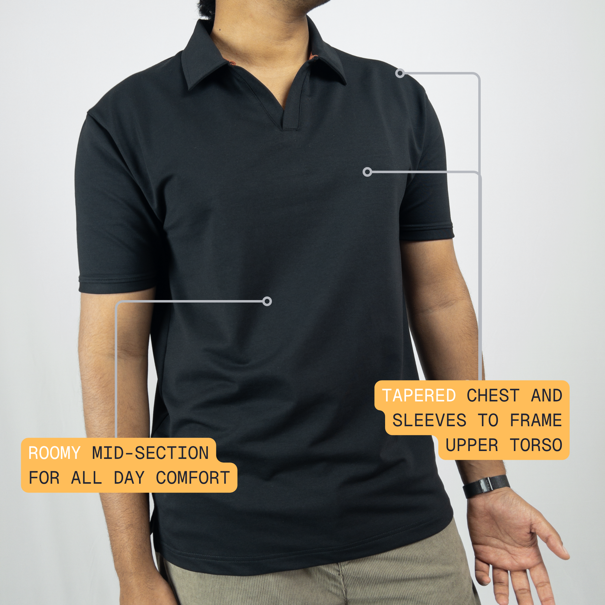 Black V-Neck Polo