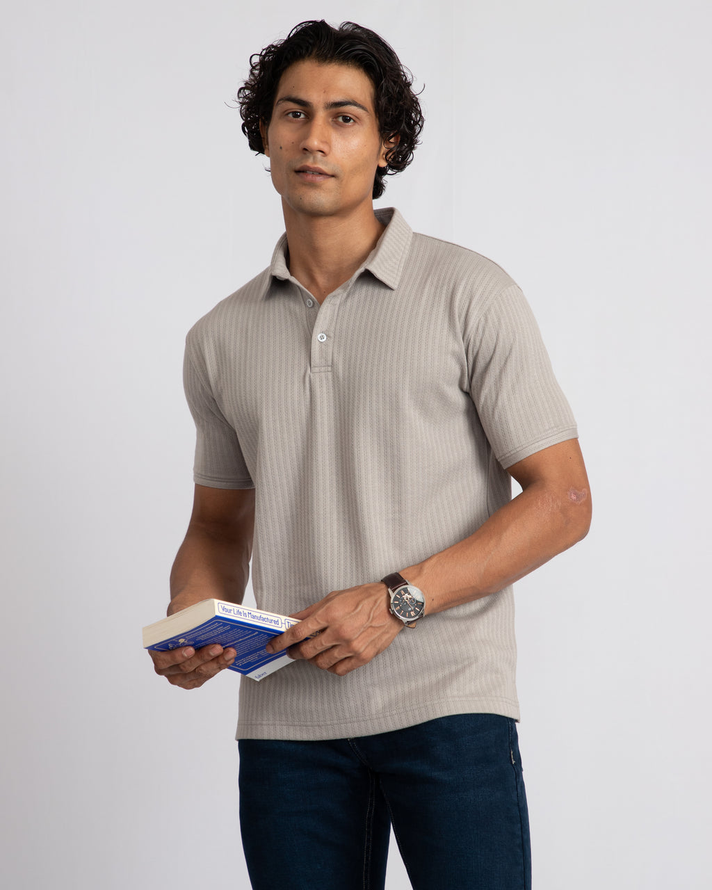 Aerotex Textured Polo - Concrete Shirt-Collar