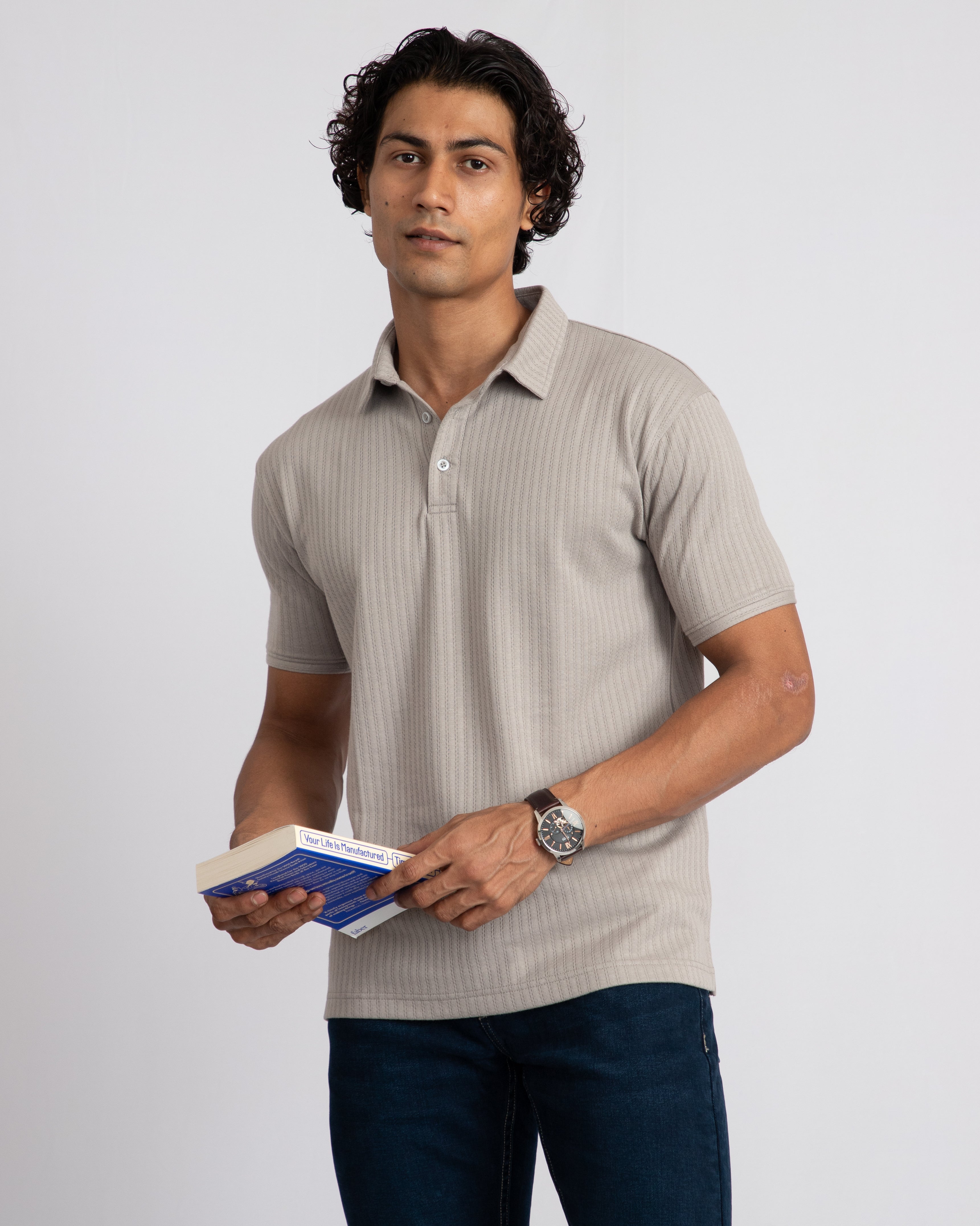 Aerotex Textured Polo - Concrete Shirt-Collar