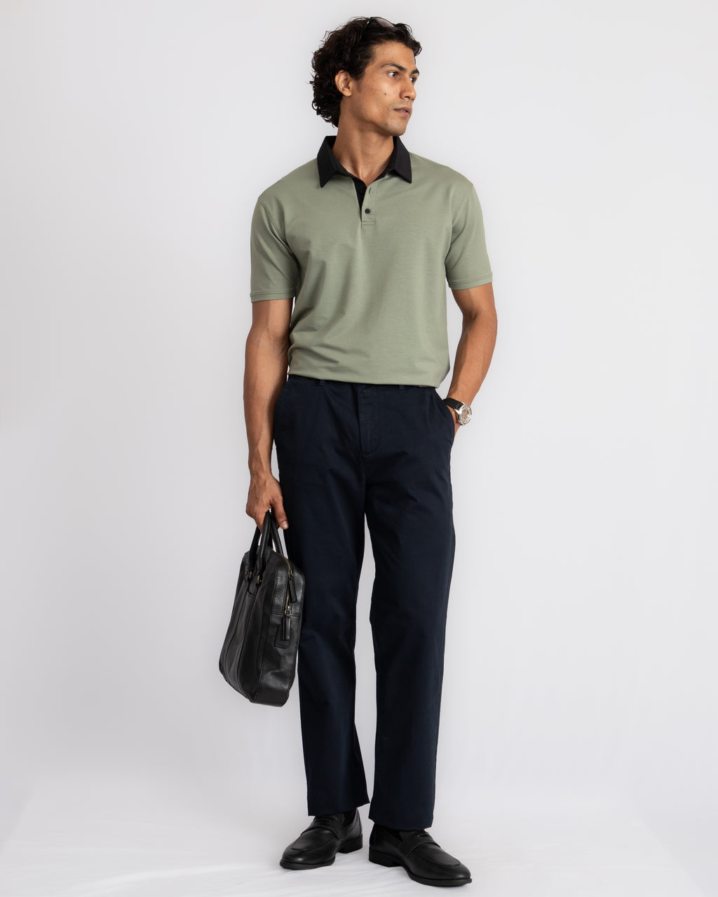 EverSharp Polo - No Ironing Needed - Nautica + Black Shirt-Collar