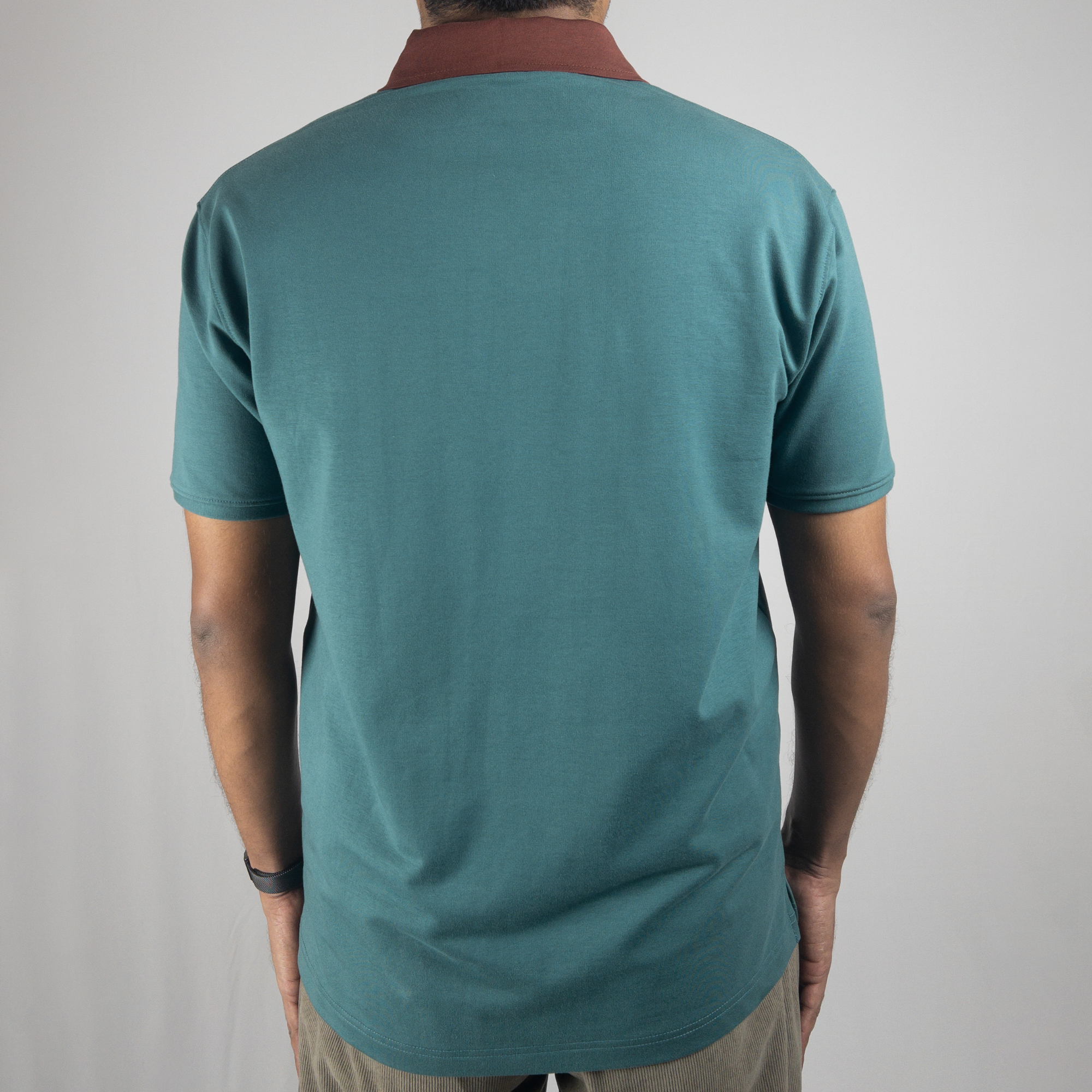 Dual Tone Emerald-Mocha V-Neck Polo