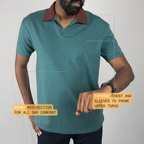 Dual Tone Emerald-Mocha V-Neck Polo