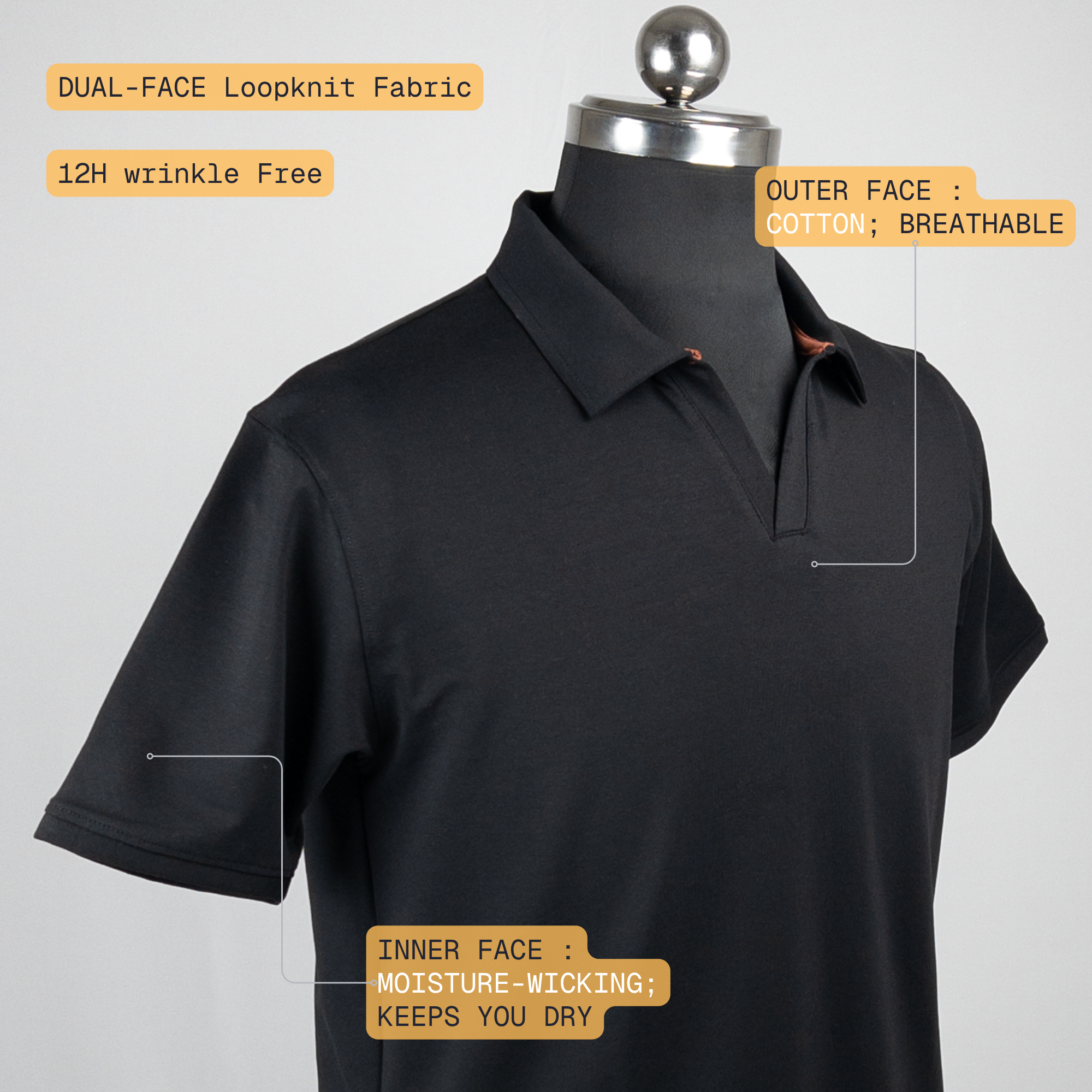 Black V-Neck Polo