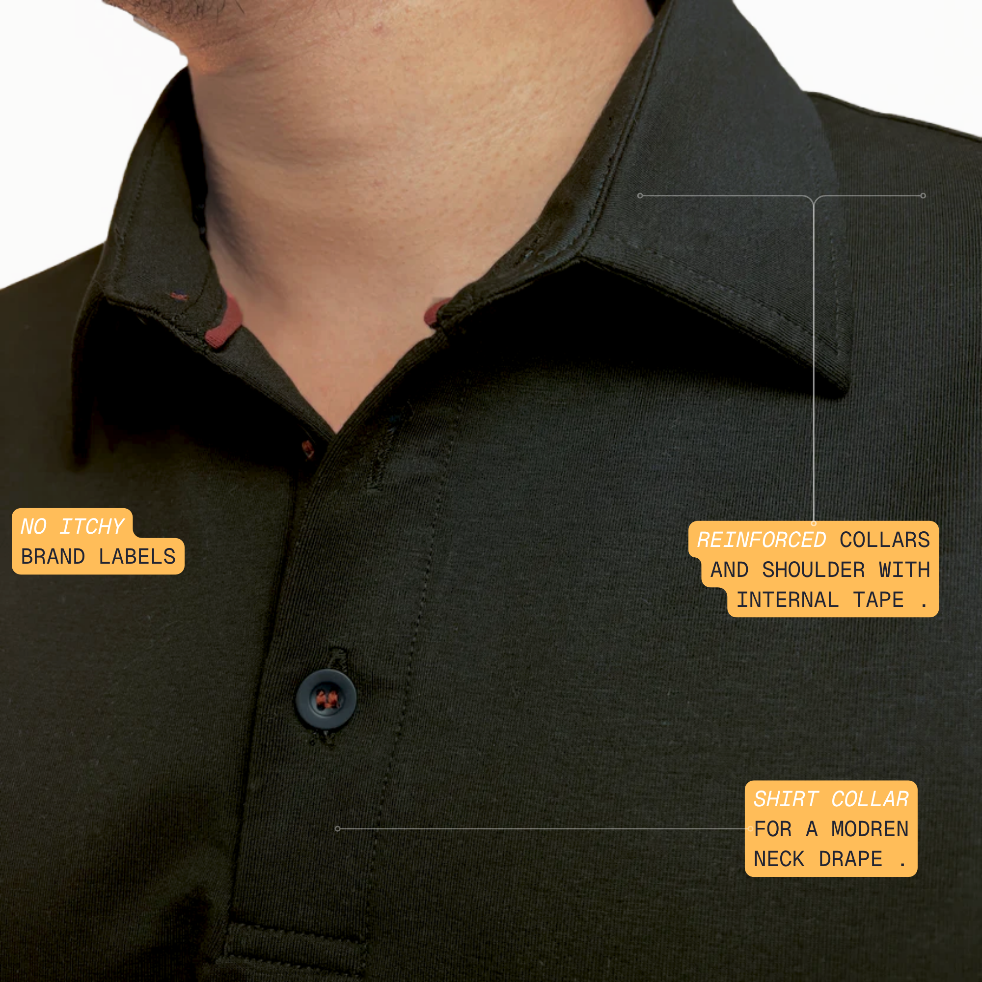 EverSharp Polo - No Ironing Needed - Black Shirt-Collar