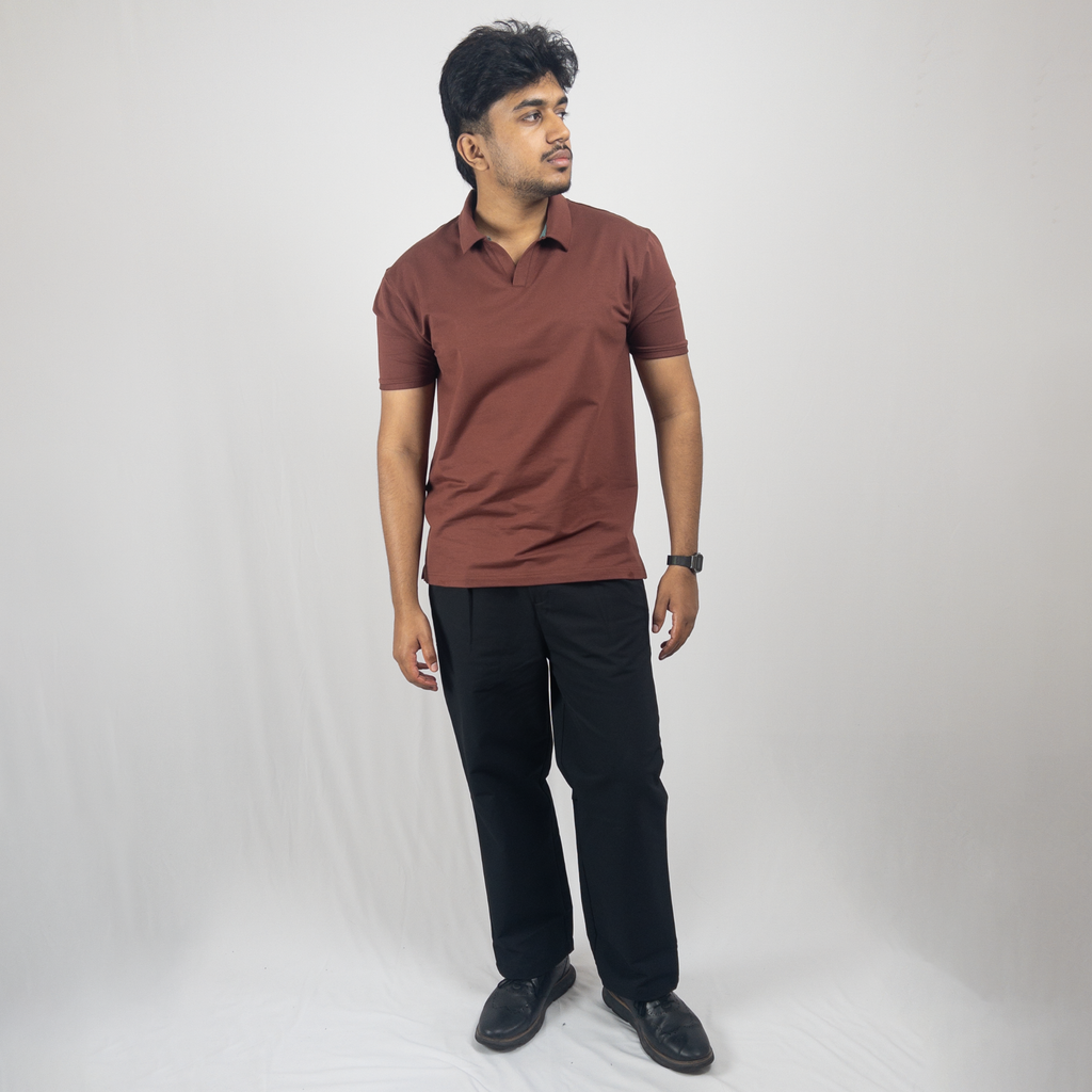 Mocha V-Neck Polo