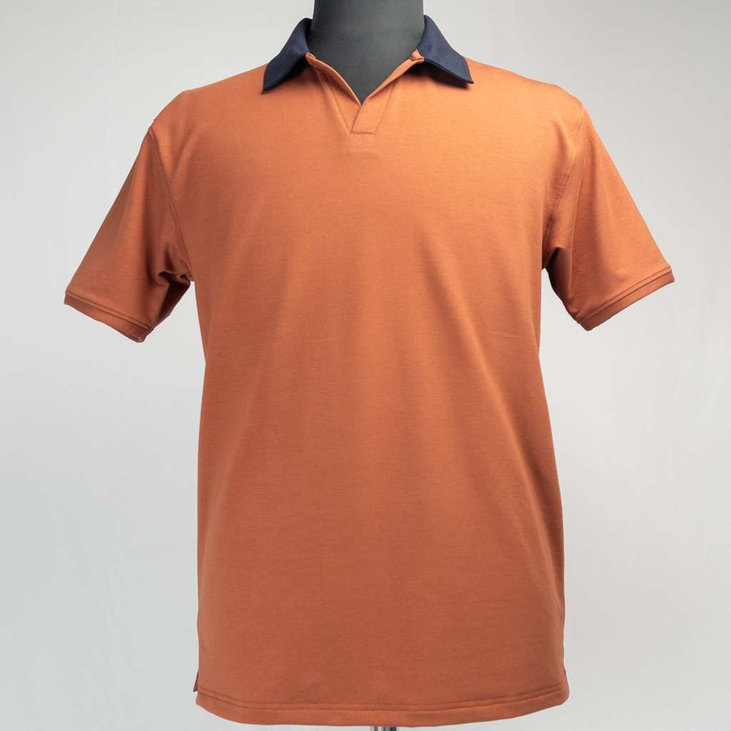 Dual Tone Rust-Navy V-Neck Polo