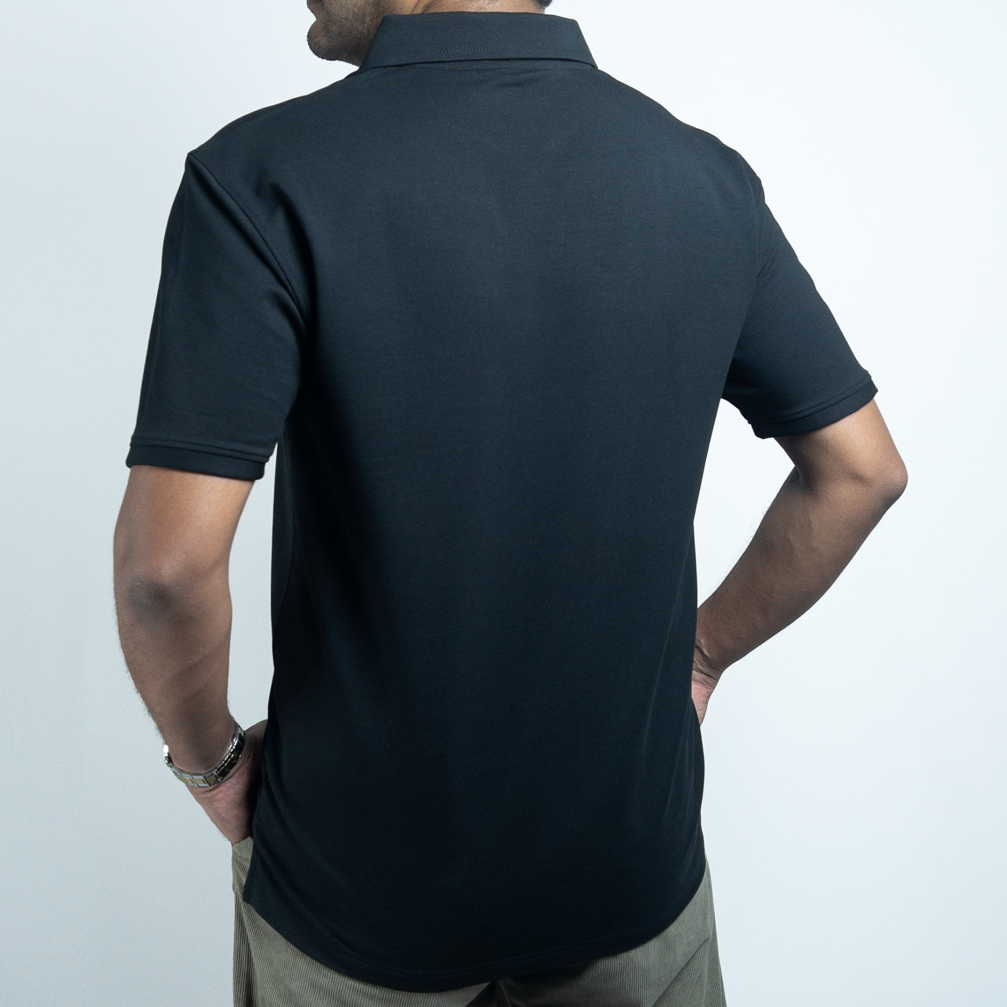 EverSharp Polo - No Ironing Needed - Black V-Neck Collar