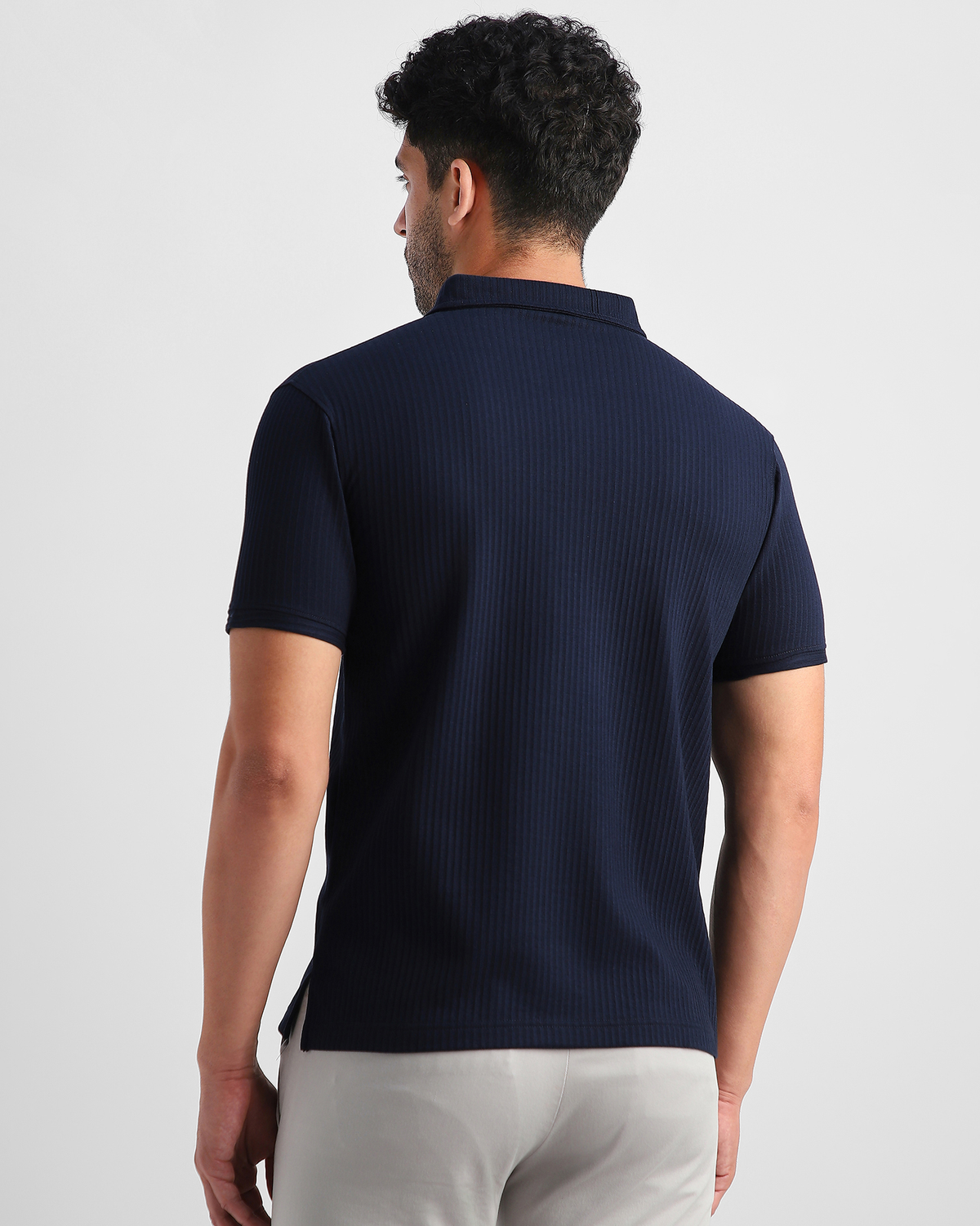 Aerotex Textured Polo -  Navy Shirt-Collar