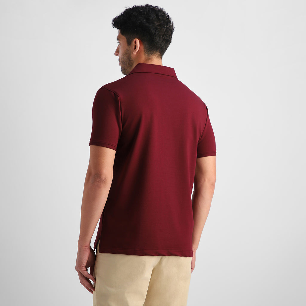 Burgundy V-Neck Polo