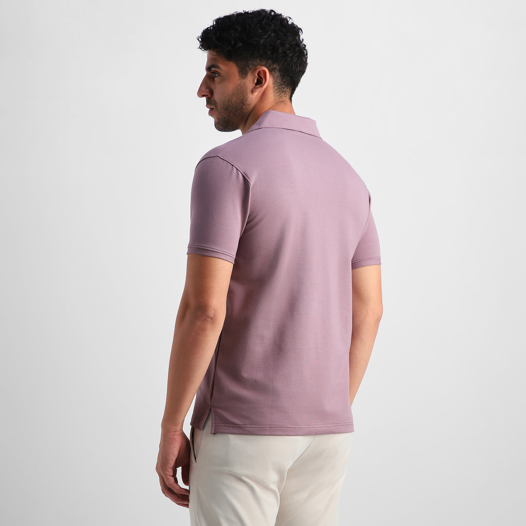 Mauve Quarter-Zip Polo