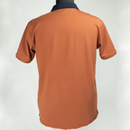 Dual Tone Rust-Navy V-Neck Polo