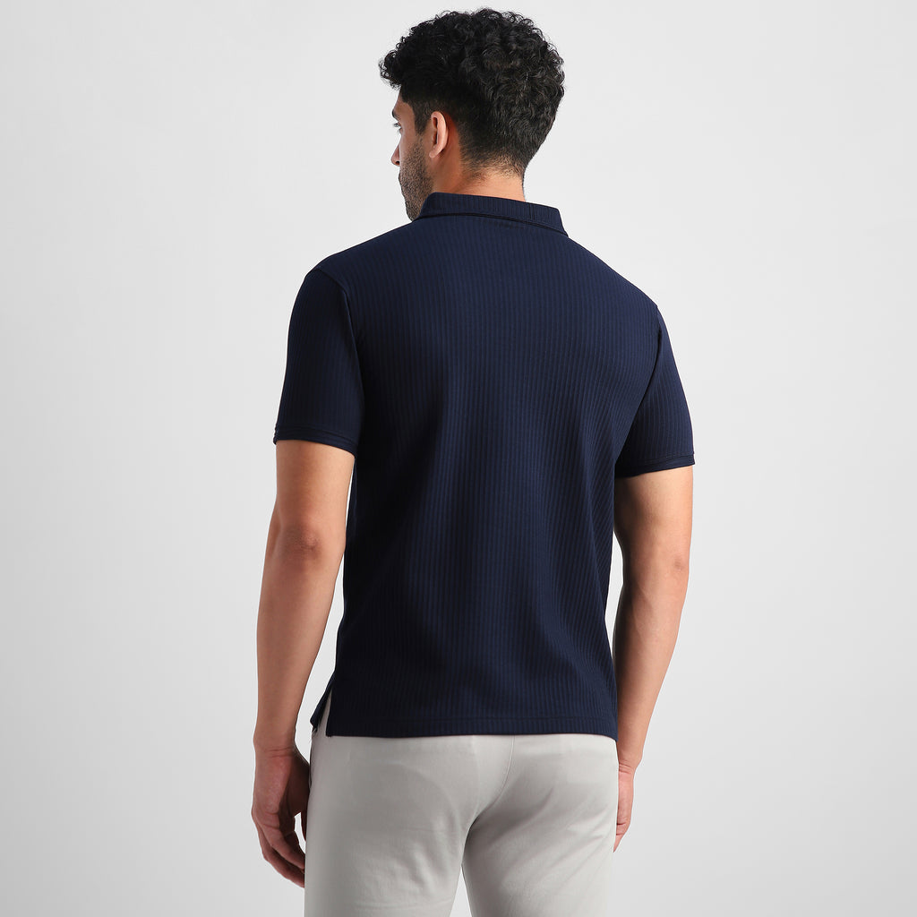 Navy Shirt-Collar Polo