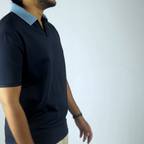 Navy-Sky Blue 2-Tone V-Neck Polo