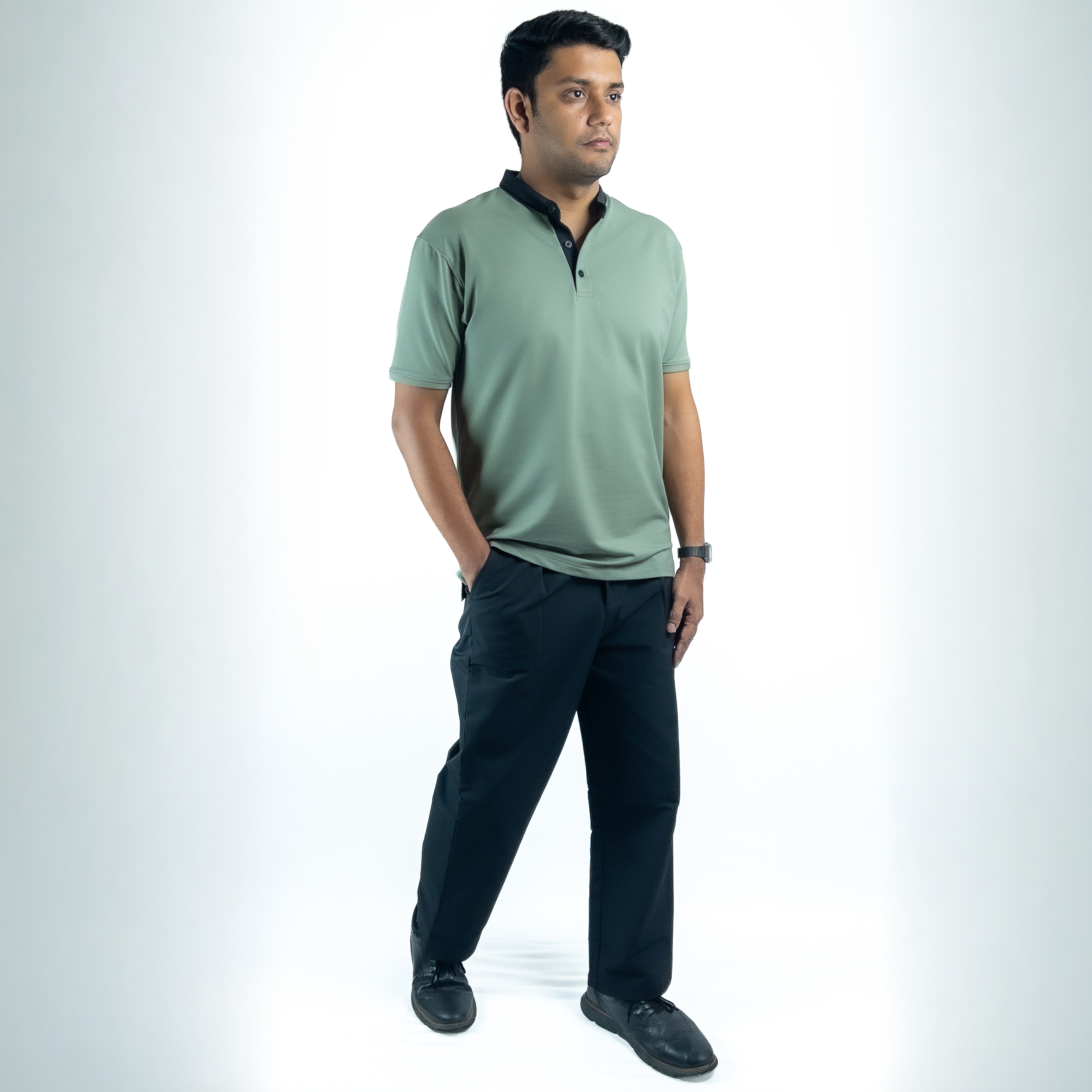 EverSharp Polo - No Ironing Needed - Nautica+Black Mandarin Collar