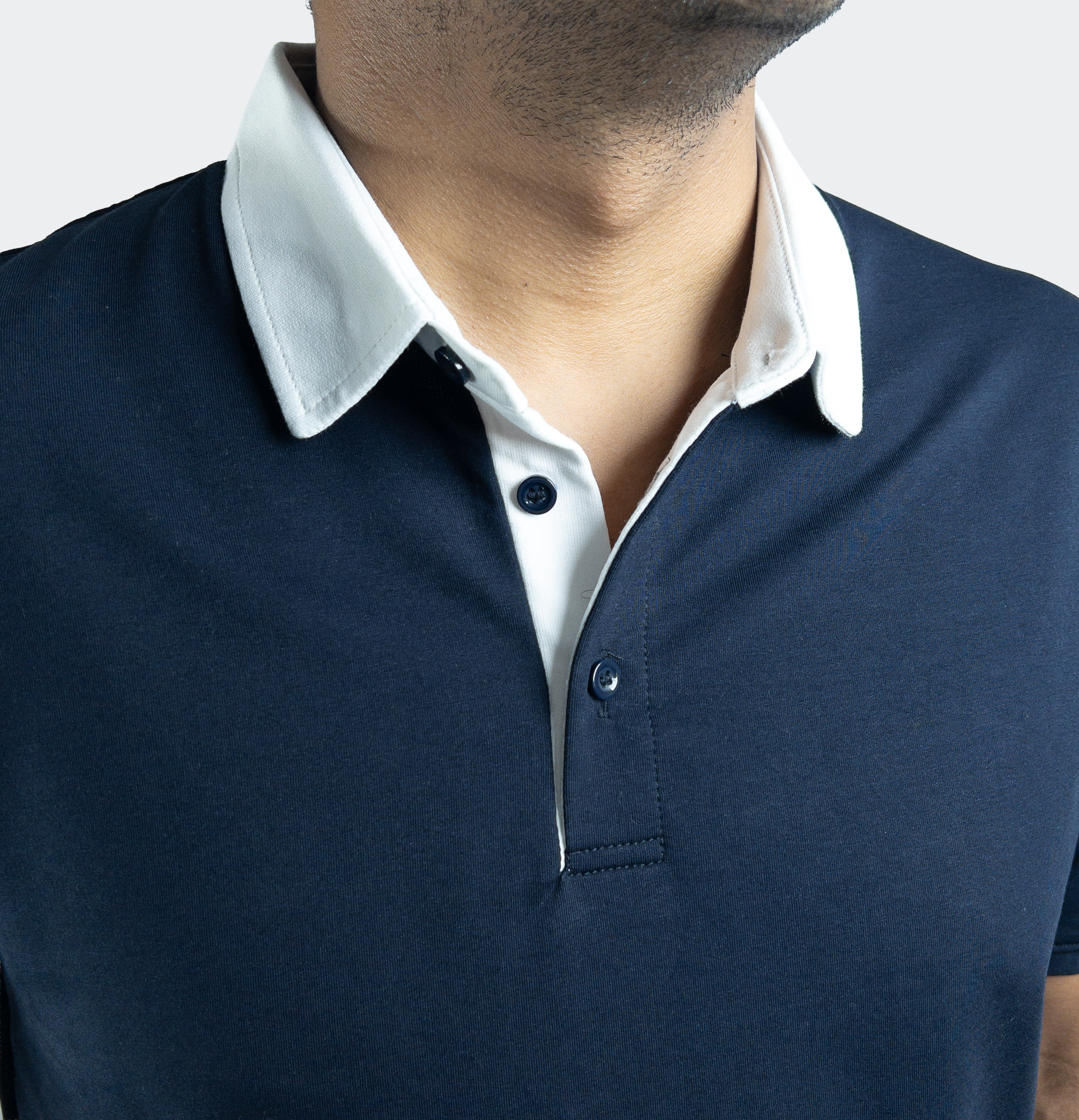 EverSharp Polo - No Ironing Needed - Navy + White Shirt-Collar