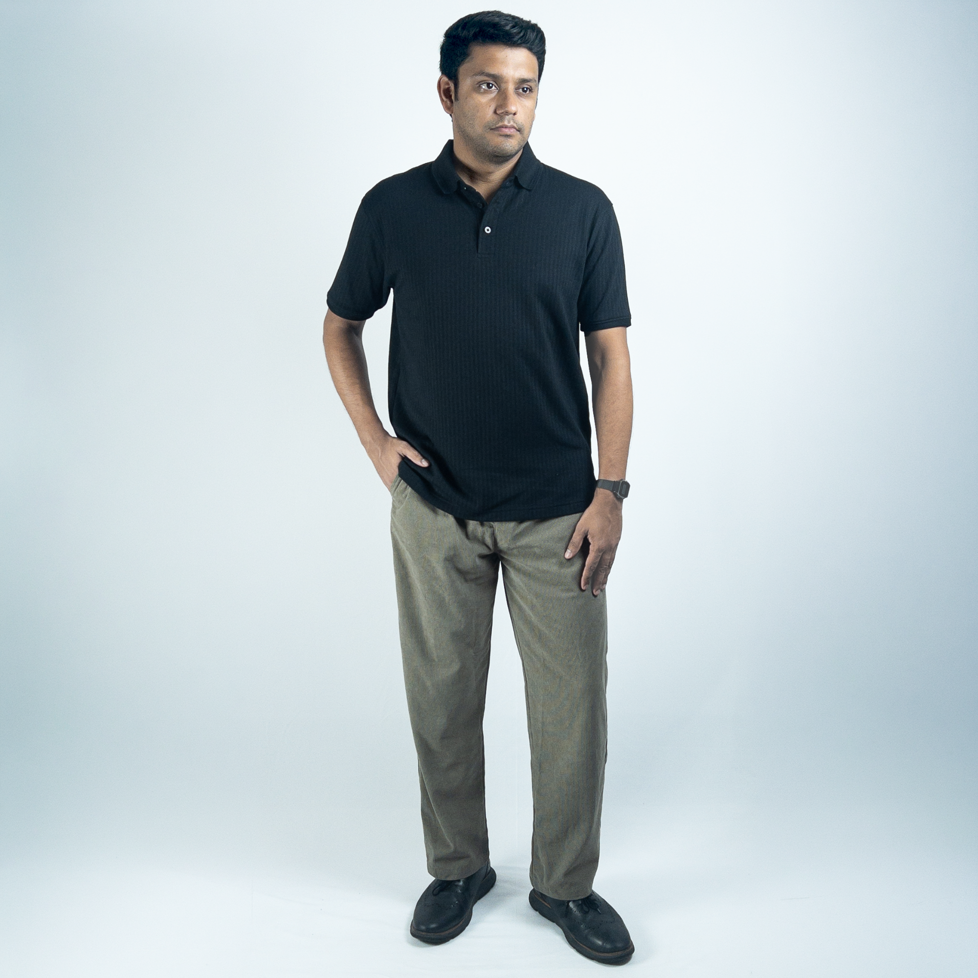 Aerotex Textured Polo - Black Shirt-Collar