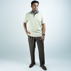 Aerotex Textured Polo - Butter + Cobalt Shirt-Collar